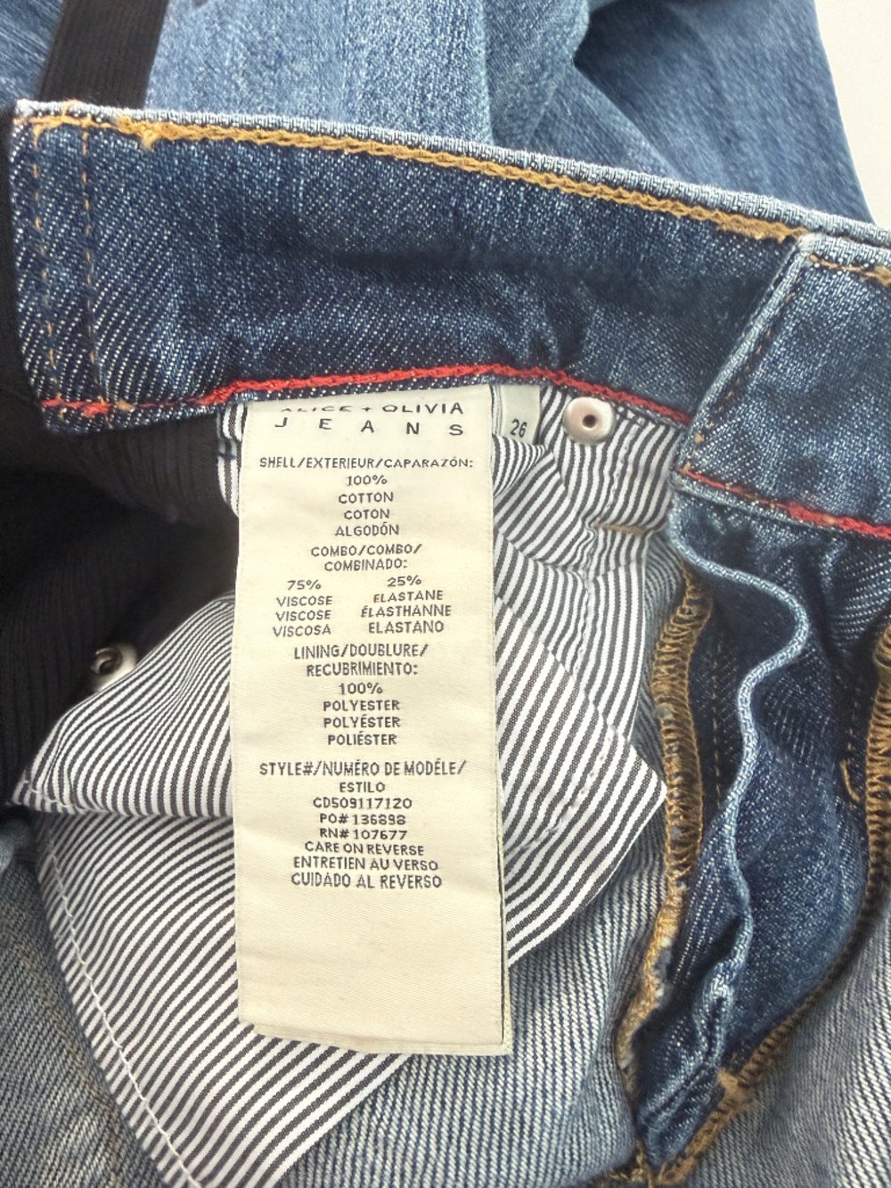 Alice + Olivia Amazing Low Rise Wide Leg Snap Trim Jeans in the "Cambria Vintage - Picture 10 of 12